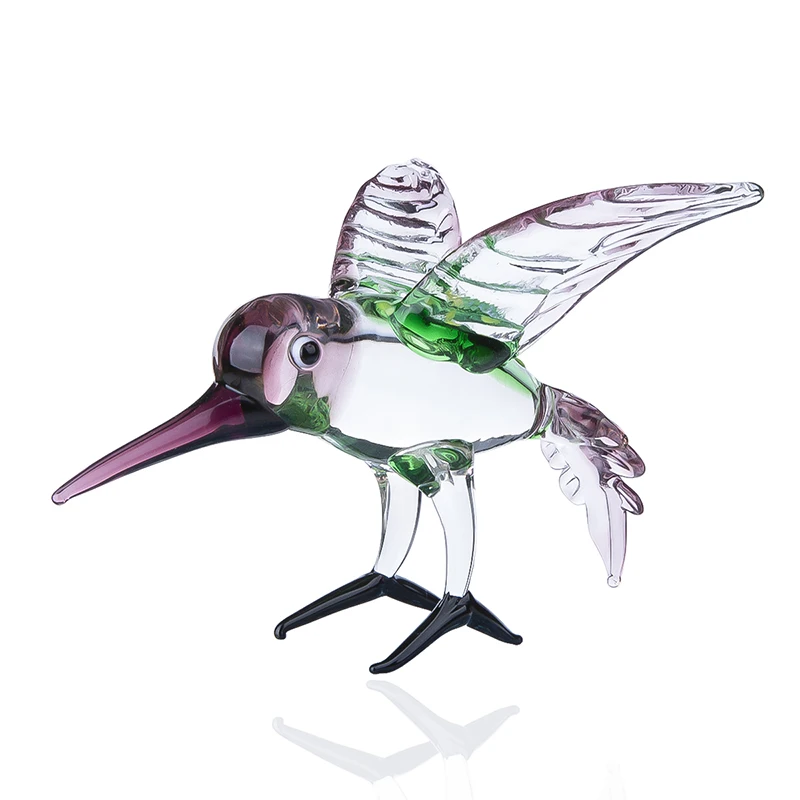 

H&D Hummingbird Gift Glass Sculpture Ornament Murano Style Fantasy Animal Figurine Art Handblown Craft Home Decor Multicolor