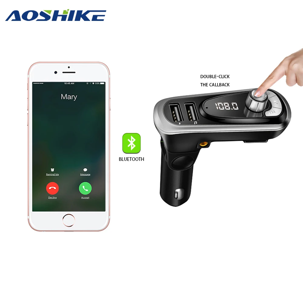AOSHIKE FM передатчик Rotatabl Bluetooth автомобильный комплект свободные руки беспроводной