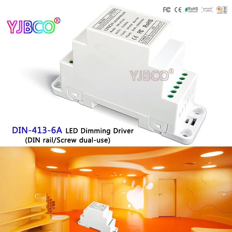 

led controller DIN-413-6A CV DALI Dimming Driver(DIN rail/Screw dual-use);DC12V-24V input;6A*3CH MAX 18A output