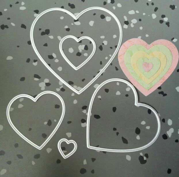 

5Pcs Heart Set Paper Cuts Dies Metal cutting dies embossing stencils for DIY Scrapbooking/photo album Decorative craft
