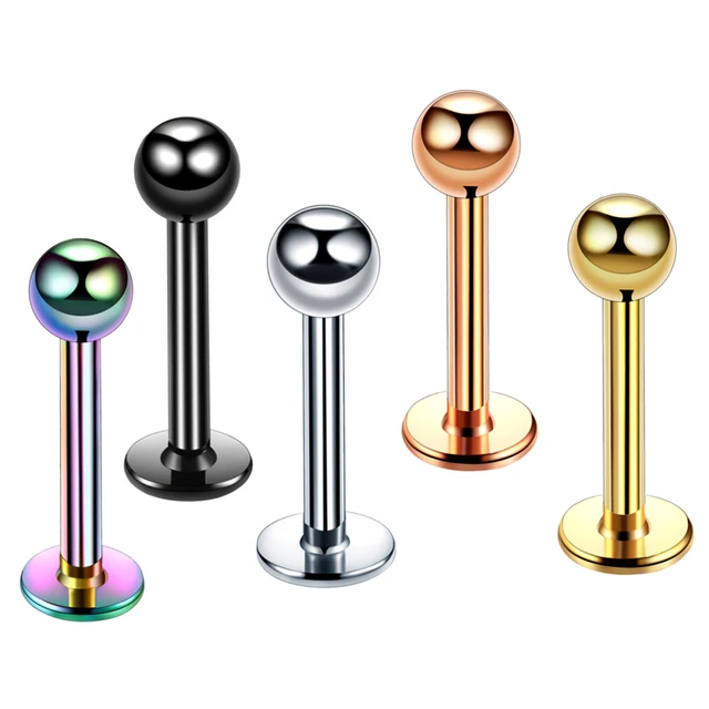 H-S Lot 1Piece Surgical Steel Assorted Colors Labret Stud Lip Piercing Ear Cartilage Tragus Helix Ring Fashion Charming Jewelry 2