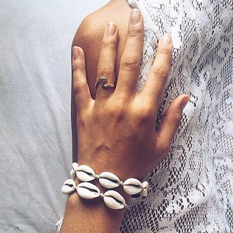 

Personalized Creative Handmade Natural Seashell Hand Knit Bracelet Shells Bracelets Women Accessories Beaded Strand Bracelet