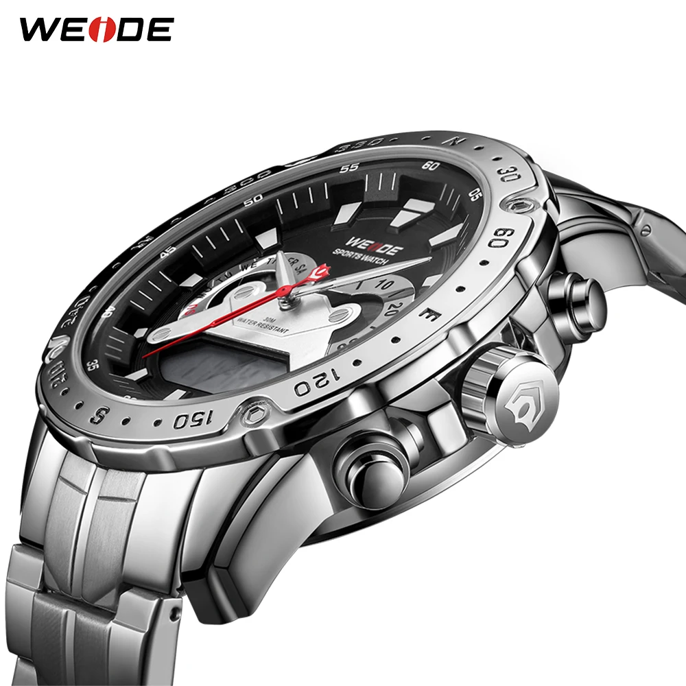 WEIDE Men Watches Analog Digital Military Quartz Stainless Steel Wristwatches Relogio Masculino Clock Hour 2019 New