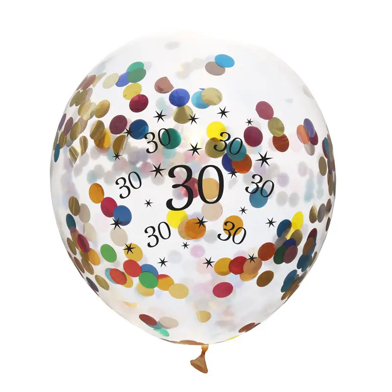 

Colorful 12 Inch Latex Confetti Balloon Mixed Color Glitter 30/40/50/60/70/80th Birthday Number Printed Anniversary Party 10 PCs