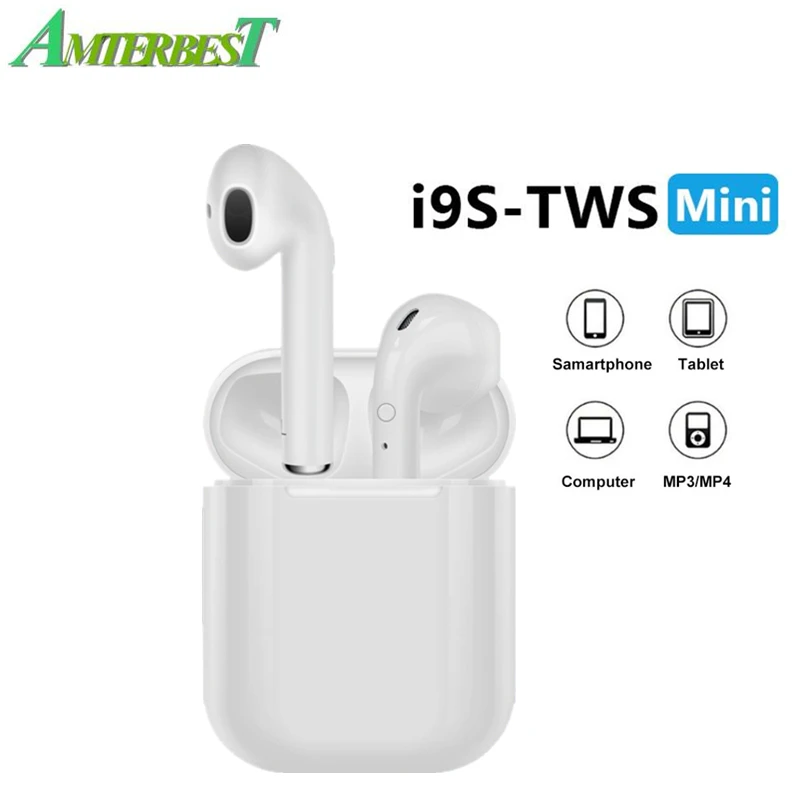 AMTERBEST I9 I9S TWS, беспроводные наушники, портативные 5,0, Bluetooth гарнитура, невидимые наушники для всех смартфонов I10, Max TWS