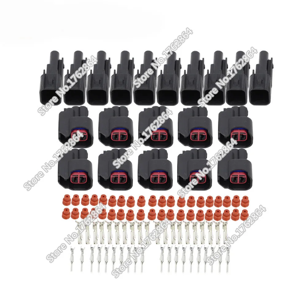 10 Sets 2 Pin Female And Male EV6 Fuel Injector Electrical Connector Plug DJY7022H 2.2 11/21