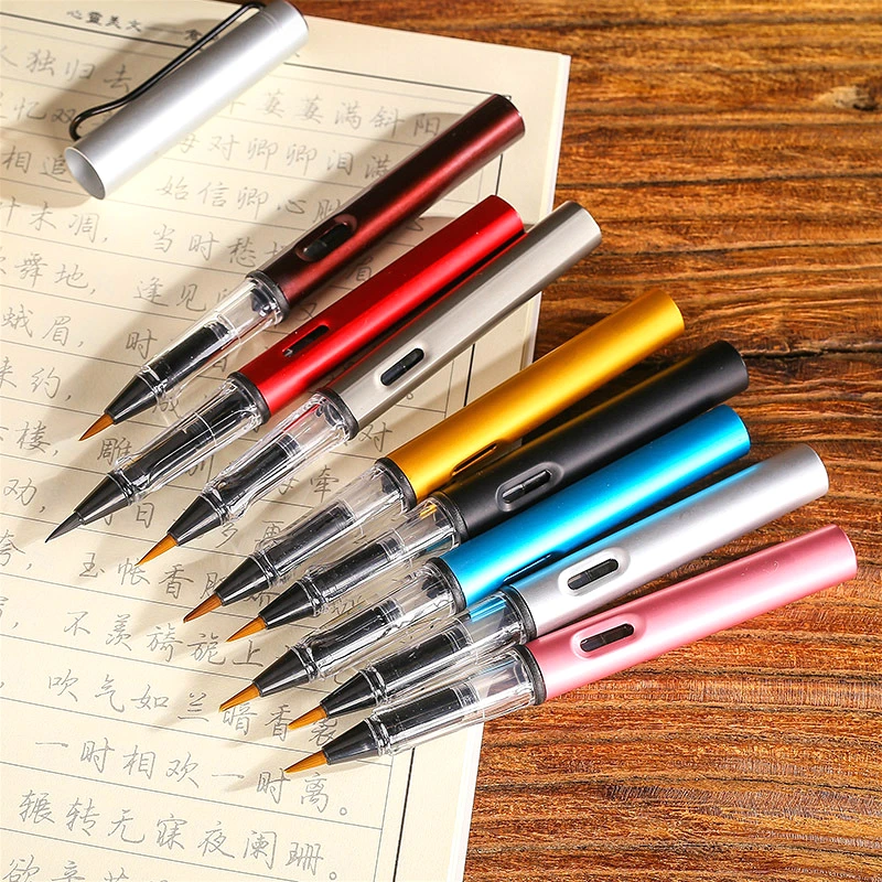 Горячая Распродажа, современный дизайн алюминия, тип, мягкая ручка, 8 цветов на выбор, портативная новая ручка для каллиграфии, кисточки для письма, 2 шт