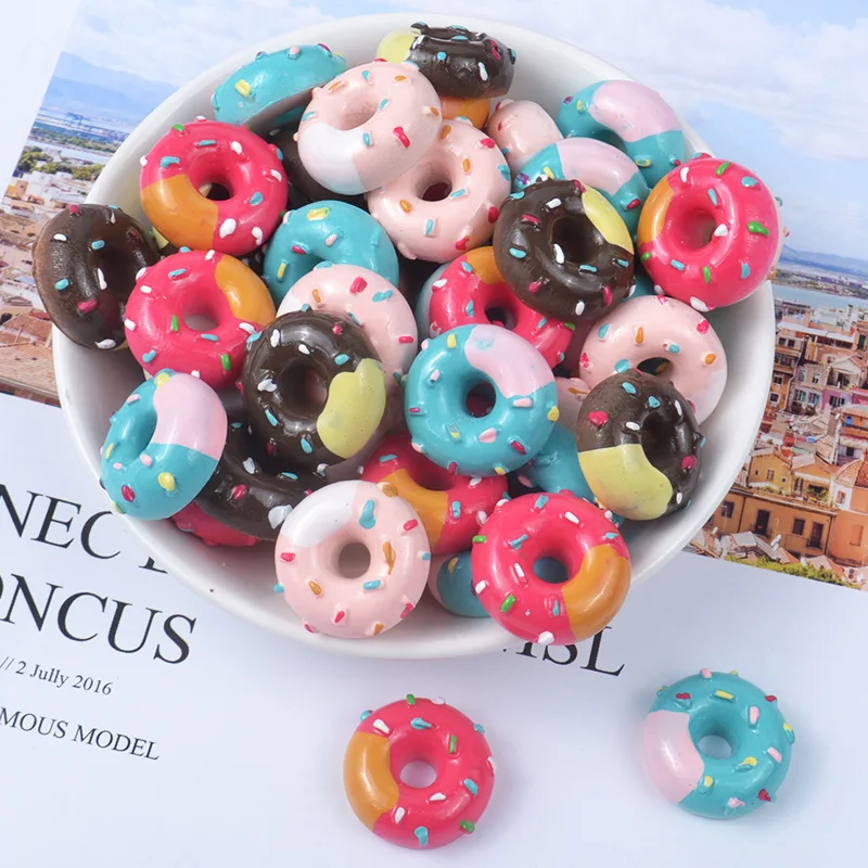 

20 Piece/lot Cute Simulation Mini Cake Doughnut Model Small Statue Figurine Crafts Ornament Miniatures Mobile Phone Shell DIY