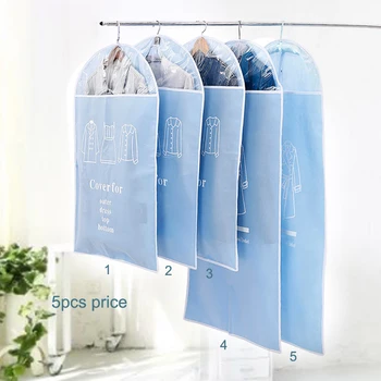 

5pcsset Clothing Covers Clear Suit Bag Moth Proof Garment Bags Breathable Zipper Dust Cover Storage Bags for Suit Dance Clothes