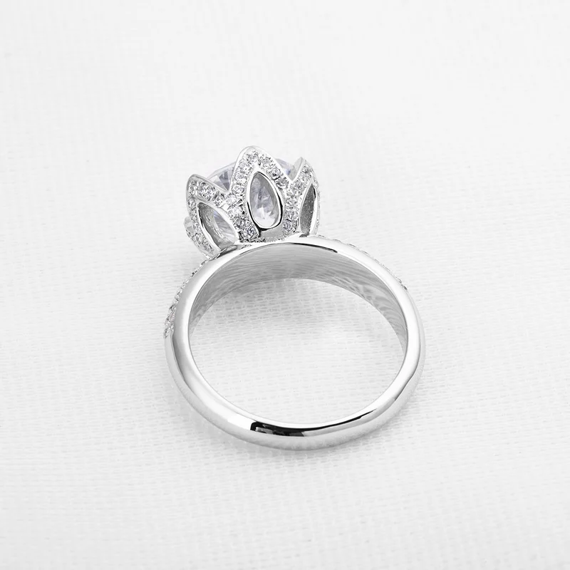 Luxury 3 Carat Petals Halo Lotus Shaped Ring SONA nscd Wedding Ring Women 100% Pure 925 Solid Sterling Silver Engagement Ring