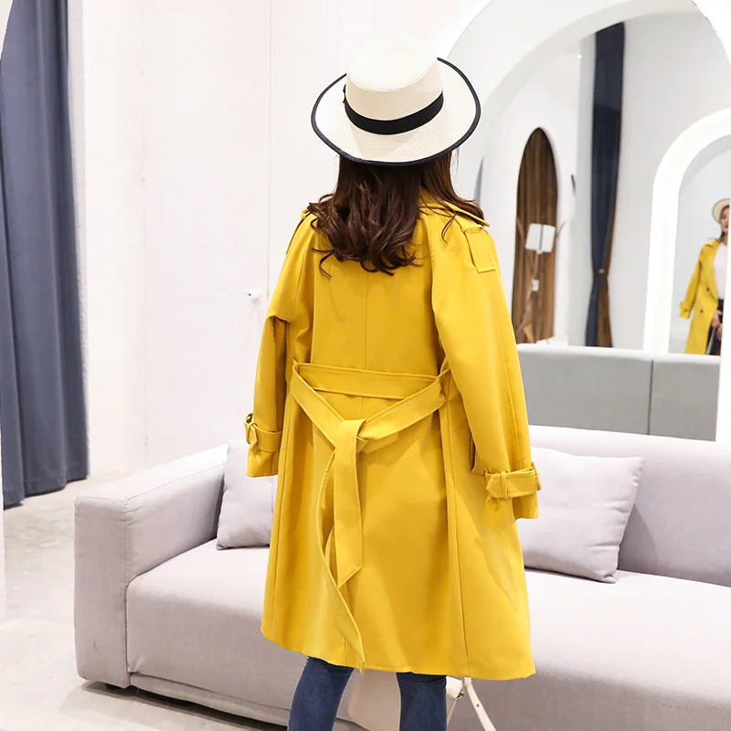 Элегантная тонкая длинная однотонная двубортная Женская куртка с длинным