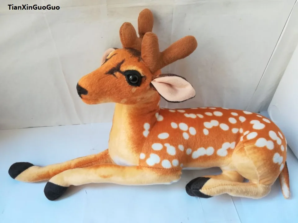 lovely prone sika deer large 50cm soft plush toy pillow birthday gift
