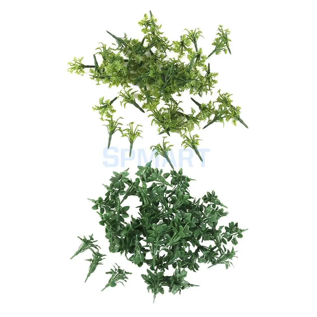 100Pcs Plastic Painted Green Ground Grass Tree Model DIY Landscape Railway Wargame Park Diorama Scenery 1/32-1/42