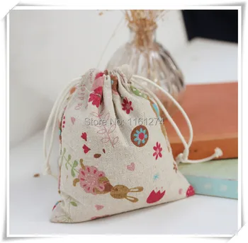 

wholesale 9x12cm 50pcs cartoon printing Cotton Bags wedding pouch Gift bags Free Shipping