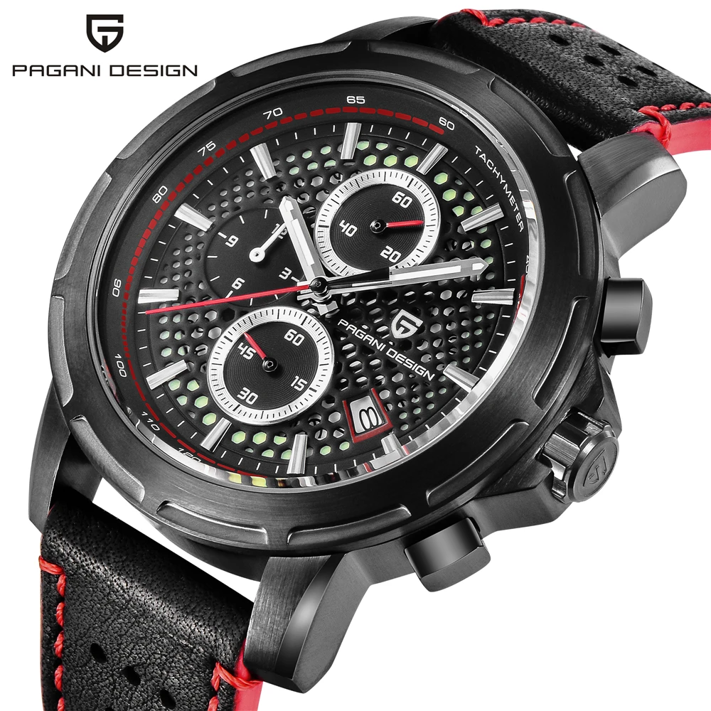 

PAGANI Fashion Mens Big Dial Military Sport Watch Quartz Men Chronograph Wristwatch Luminous Clock Men reloj hombre 2019
