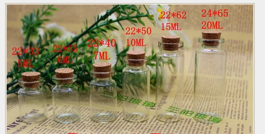 Frascos com Cortiça Garrafa de Vidro Vazia por Atacado com Plugue de Madeira ml de Vidro Pces Claro Que Deseja Garrafas Mini ml 50 22*33mm 5 1 Garrafas reutilizáveis