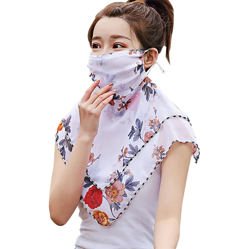 1 Pcs Sunscreen Veil Chiffon Masks UV Shawl Anti Haze Pollen Outdoor Travel Face Dust Thin Neck Protection Summer Female - Цвет: Rose red