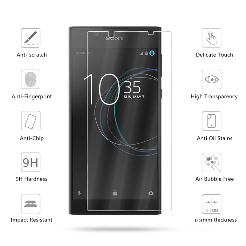 

2Pcs 2.5D 0.3mm 9H Premium Tempered Glass For Sony Xperia L1 Screen Protector Toughened protective film For Sony L1 Glass