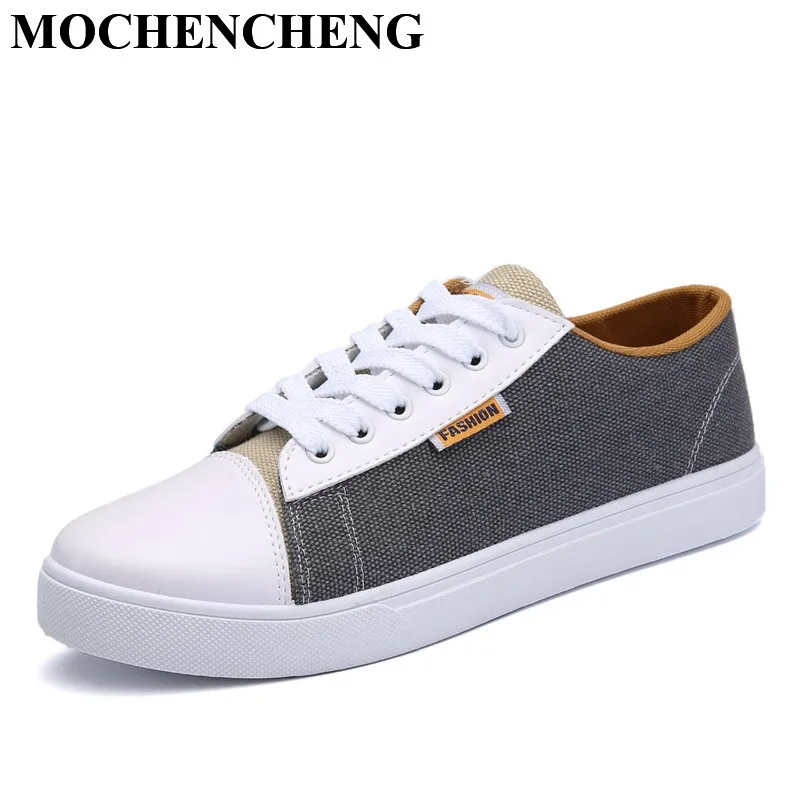 New Men Canvas Shoes Mixed Color Lace up Casual Shoes Breathable