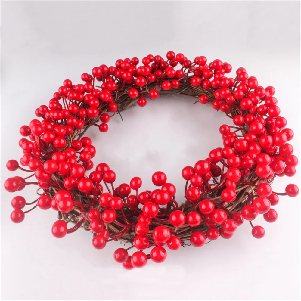 

30/35/40cm Red Berries Christmas Cherry For Wedding Festival Wreath Red Wreath Hanging Christmas Decoration for home door