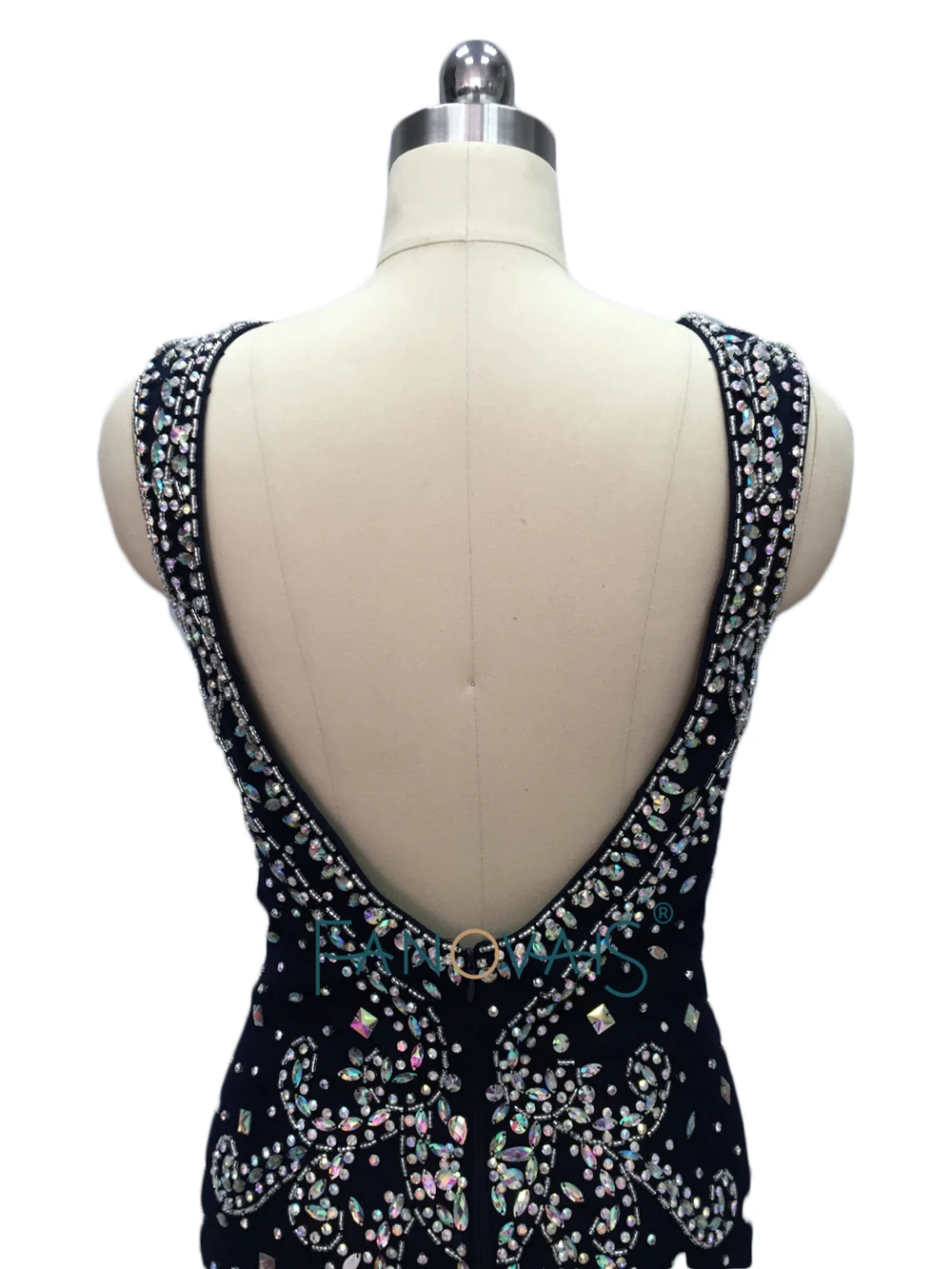 Real Photo Luxury Mermaid Evening Dresses Long Dark Navy Prom Dresses 2019 Heavy Beaded Crystal Party Gown Robe de Soiree MD12