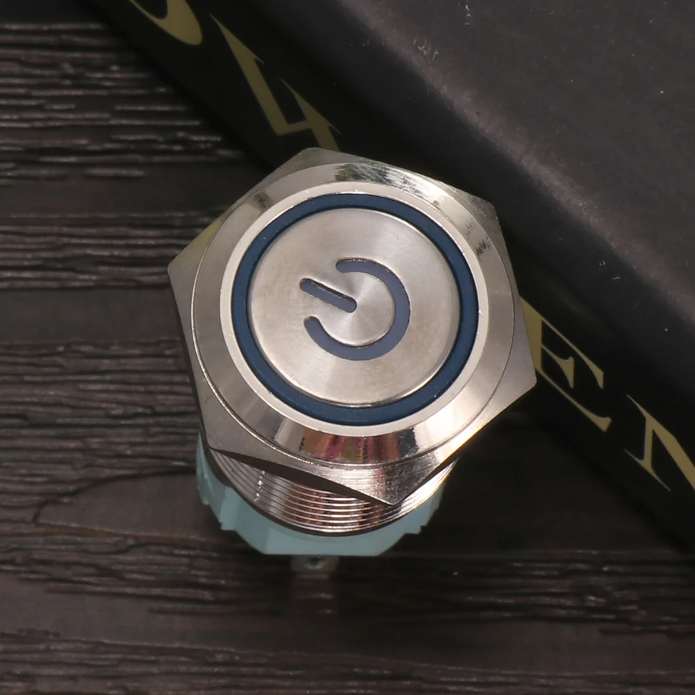 1Pc Metal Momentary Push Button Switch LED 12V 220V StainlessLess Steel Waterproof Car Auto Engine PC Power Start 16mm