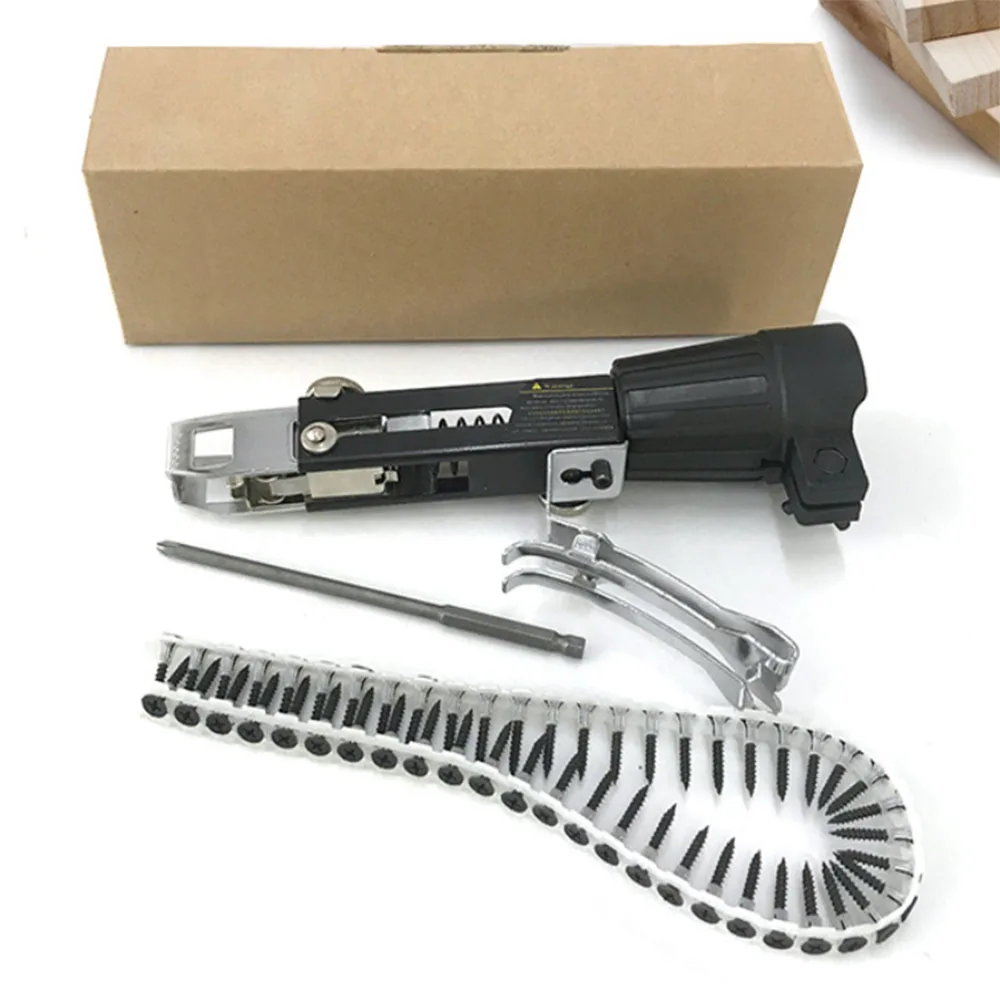 

New Automatic Chain Nail Gun Adapter Screw Gun Nozzle Adapter Nail Bracket Chain Nails Kit for Electric Drill Woodworking Tool