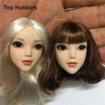 Brown Short/White long Hair 1/6 eye carved head female body, action figure hot toys, 12 inch Phicen & Doll From Anime Collection 1 6 beautiful girl blink female head sculpt toys phicen female body part for 12 action figure doll toys eyes movable only head