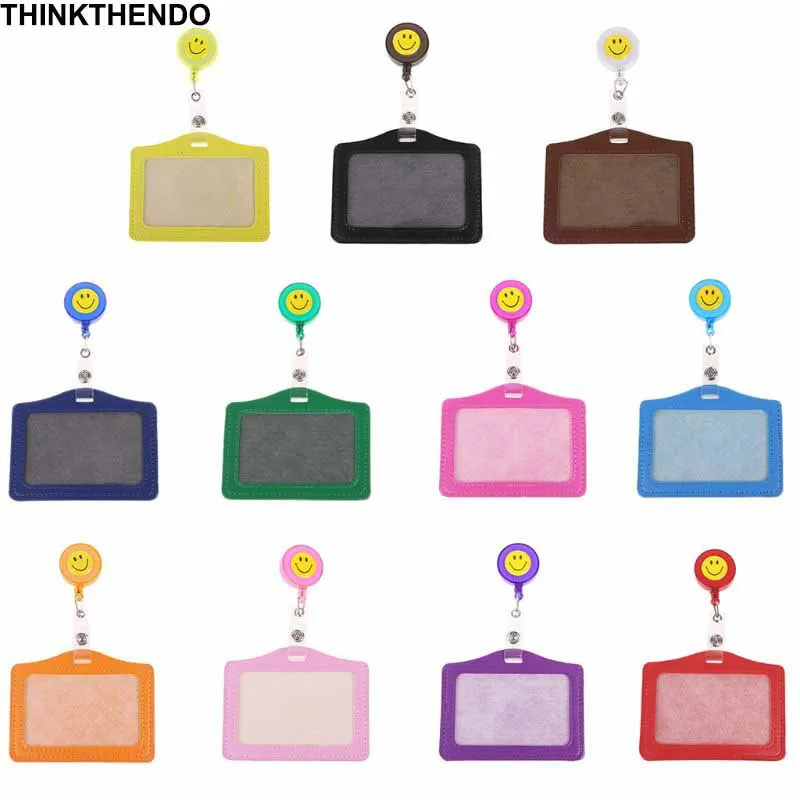 

Smile Business Credit ID Badge Card Holder Coin Purse Retractable Reel Clip Gift