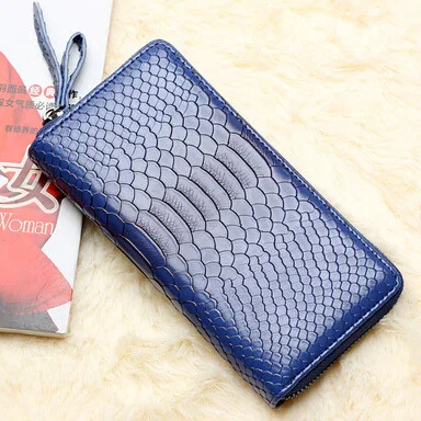 Новые модные женские кошельки Держатель для карт Змеиная Кожа PU кожаные дамские сумочки портмоне для монет клатч на молнии кошелек сумки - Цвет: Синий