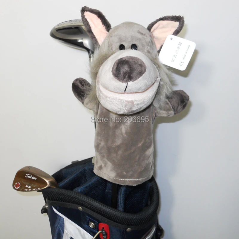 Golf Animal Headcover for Fairway Wood or Hybrid, Grey wolfin Golf