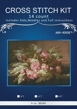 

60-45 Beautiful Peony Flowers Stitch DIY 14CT similar DMC Cross Stitch,Sets For Embroidery Kits Counted Cross-Stitching