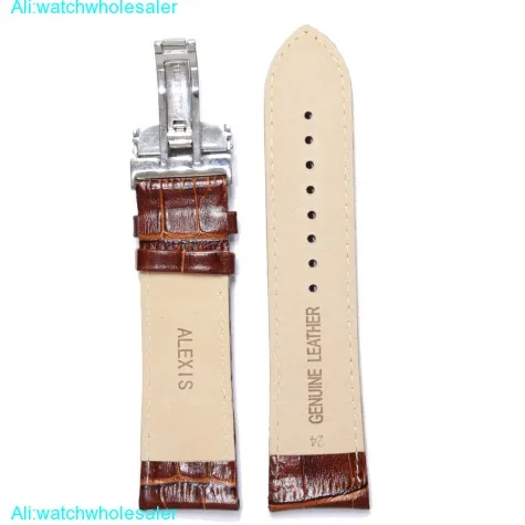24mm Great Brown All Genuine Leather Unisex Watch Band Straps WB1037A24GB