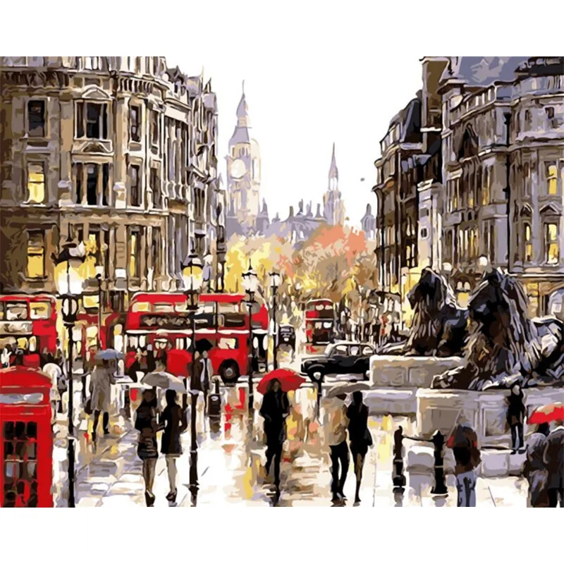 

Modern City Landscape Diy Digital Oil Painting By Numbers Kit Coloring Acrylic Paint On Canvas For Home Decor 40x50cm
