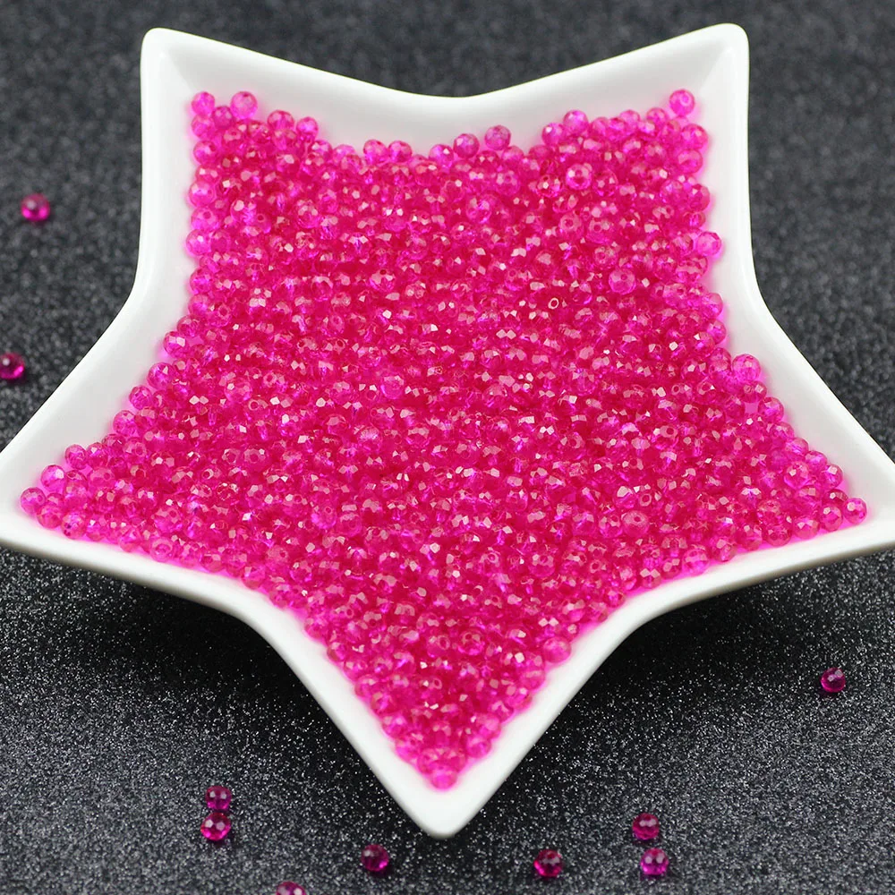 

Rose Red 4mm 100pcs Austria Spacer Rondelle Crystal Beads for Needlework Women Diy Accessories Pearls Loose Facet Glass Beads