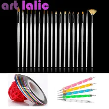 30 Pcs Set Art Design Painting Tool Pen Polish Brushes Dotting Striping Tape Line Kit Styling Nail Art tools