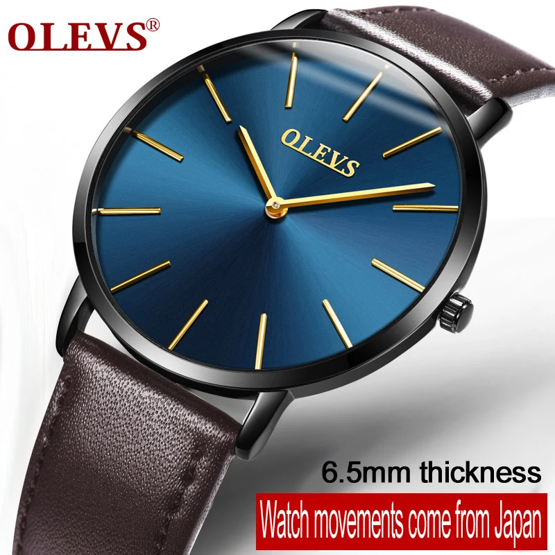 

Olevs Mens Watches Brand Luxury Genuine Leather Ultrathin Male Waterproof Watches Bracelet Relogio Masculino Couple Bangles 8568