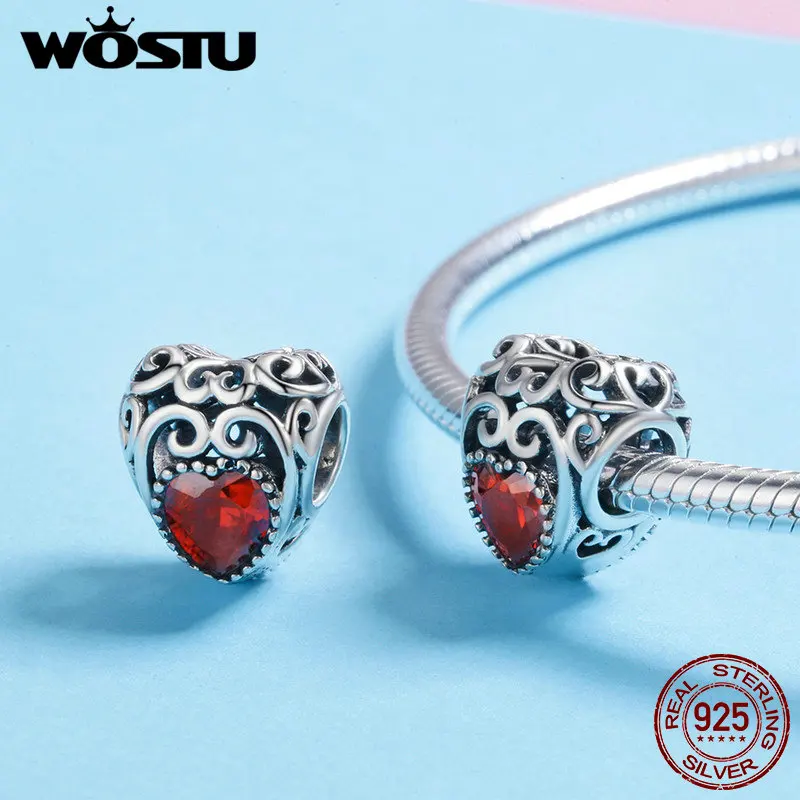 WOSTU 925 пробы серебро 12 месяцев камень по рождению фирменное сердце бусины