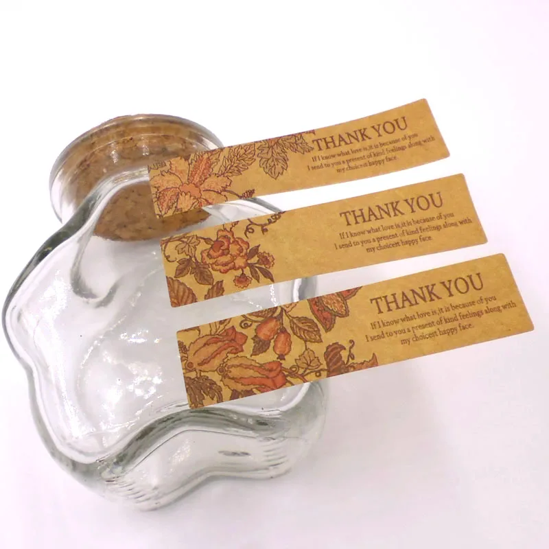 

102pcs Floral Border Thank You Kraft Paper Stickers Vintage Kraft Paper Lable for Craft Handmade Seal 3 Designs Mix Seal Sticker