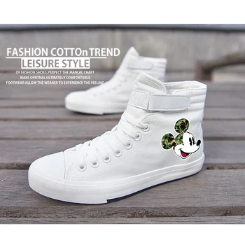 

Printed pattern Mickey's funny head Men's pattern Cartoon canvas uppers sneakers with shoelace college personalise plimsoll shoe