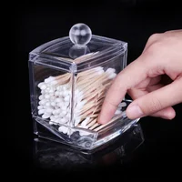 Творческий прозрачный акрил макияж Органайзер хлопок держатель тампонов палочка коробка для хранения губка держатель женская пудра чехол - изображение