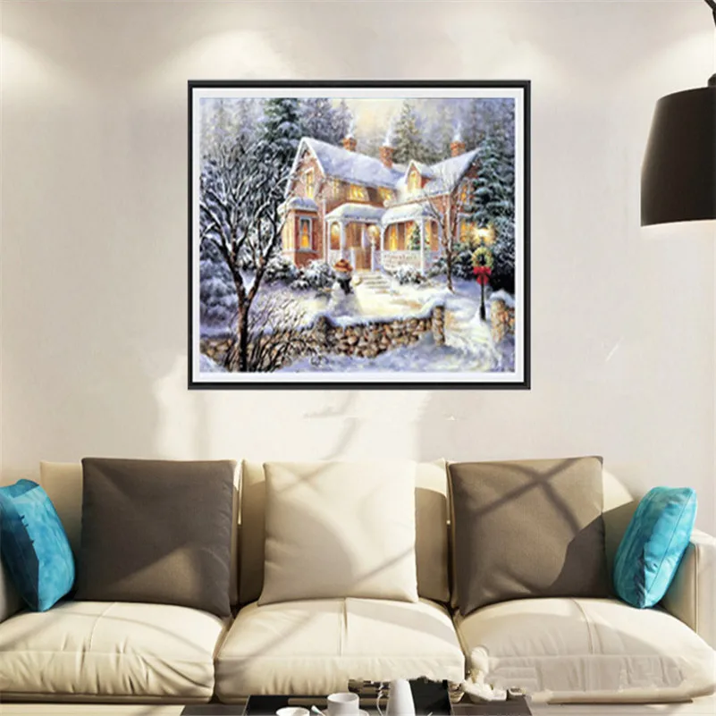  3D  Diamond Painting Cross Stitch snow house Rhinestone 