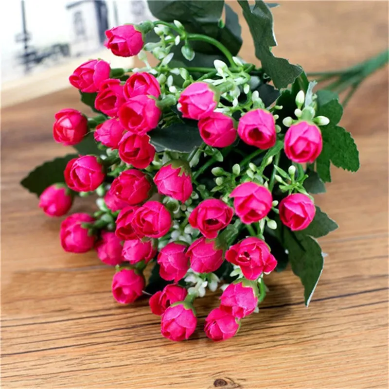 Новый 1 букет маленький бутон розы искусственные шелковые цветы Роза свадебные декоративные цветы украшения дома