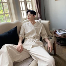 Мужские и женские японские уличные винтажные брюки мужские с коротким рукавом повседневные хлопковые льняные комбинезоны широкие брюки комбинезоны брюки