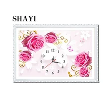 Diy Wall Clock 5D Diamond Painting Rose Watch Cross Stitch Embroidered Diamond Diamond Embroidery. LUOVIZEM L158 Diy Wall Clock 5D Diamond Painting Rose Watch Cross Stitch Embroidered Diamond Diamond Embroidery. LUOVIZEM L158