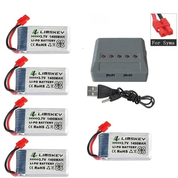 

6PCS/SETS 3.7V 1400mAh LiPo Battery for SYMA X5 X5C X5S X5SW X5SC X5HW X5HC X5UW X5UC 3.7v Battery 3.7V USB Charger sets