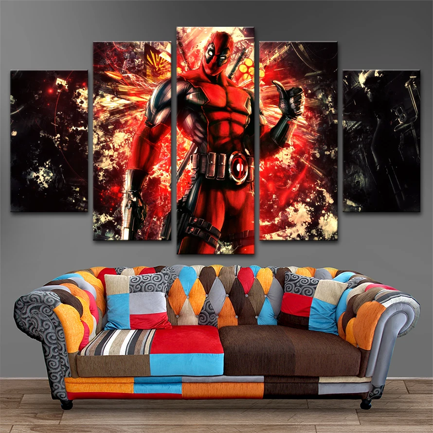 

Home Decor Living Room Wall Art Framework 5 Pieces Movie Deadpool Paintings Canvas Print Poster Modular Pictures Modern Artwork