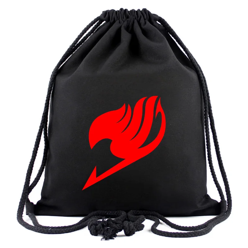 Anime FAIRY TAIL Drawstring Bag Black String Backpack Travel Rucksack for Men Women s Gift Money