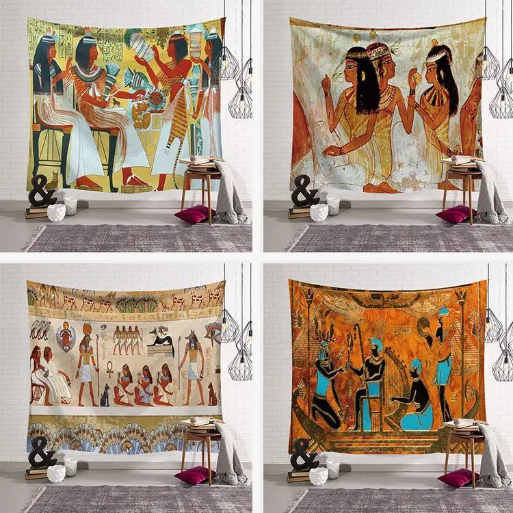 Ancient egyptian style Tapestry Pattern Fresh tapestry wall hanging yoga mat Beach blanket Camping Tent Travel Sleeping Pad | Дом и сад