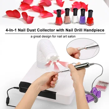 

60W Electric Nail Drill Machine with Nail Dust Collector 4-In-1 Nail Tool Nail Dust Collection&Trimming Equipment Manicure Tool
